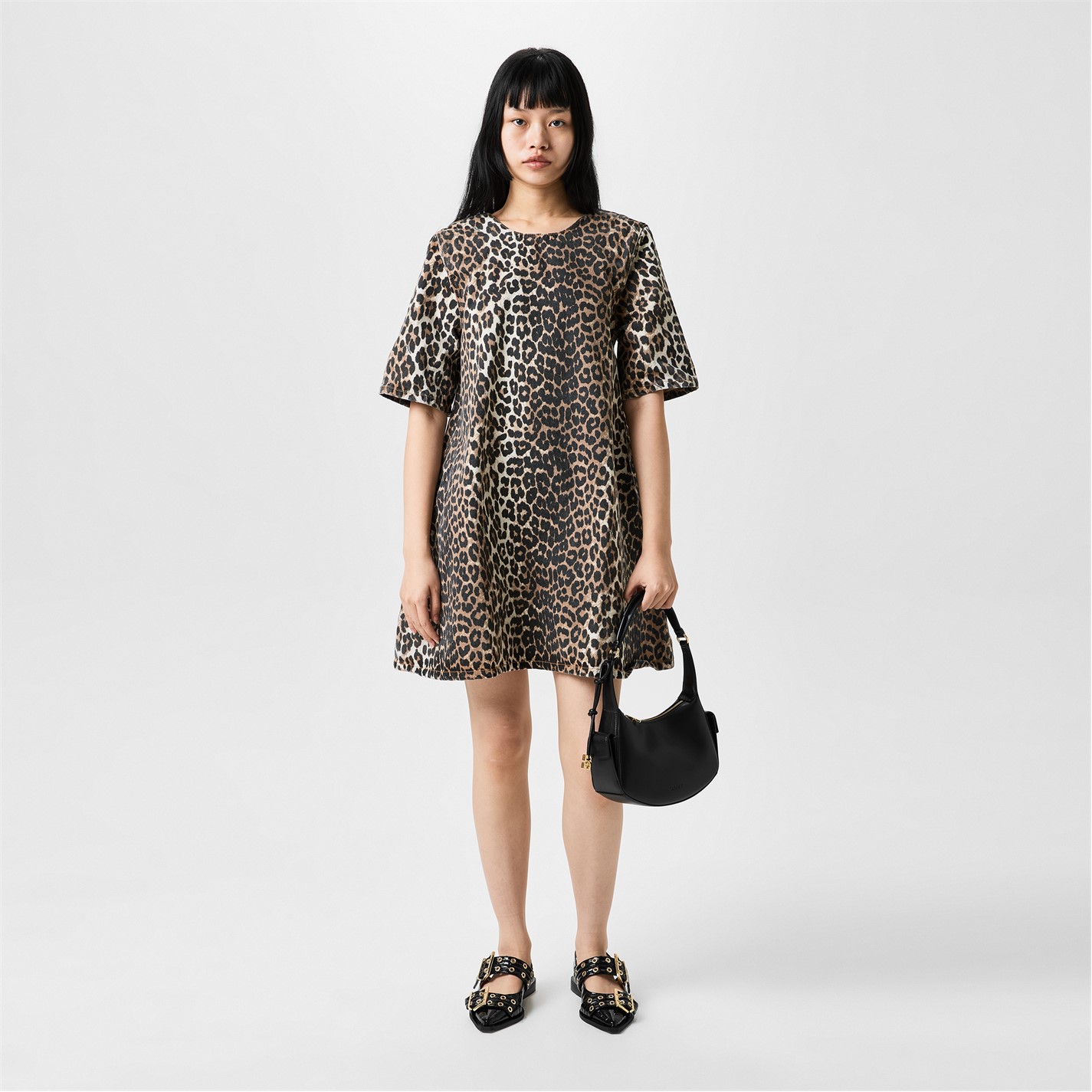 GANNI | Denim Mini Dress | Leopard | FRASERS Ireland