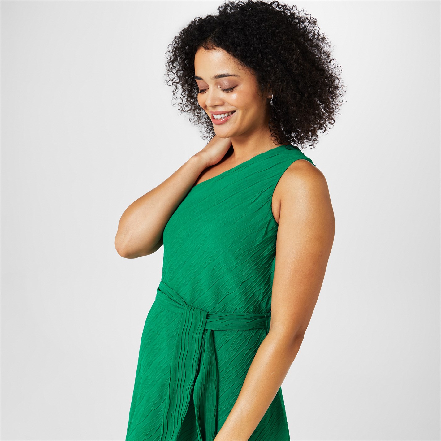 Biba Biba Pleated One Shoulder Midi Dress Foliage Green Frasers