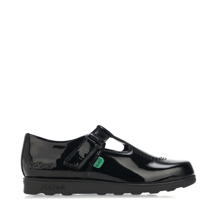 Kickers Girls Black Children Fragma T-Bar Patent Shoes C13