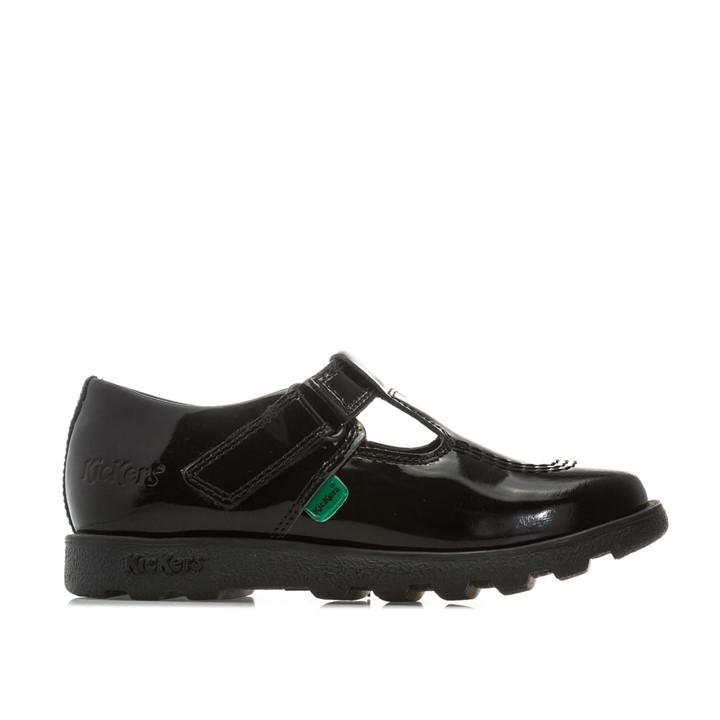 Kickers Girls Black Children Fragma T-Bar Patent Shoes C10