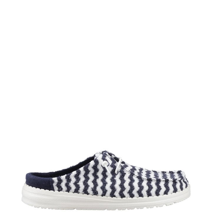 Heydude Wendy Slip Terry Stripe Mule In Blue