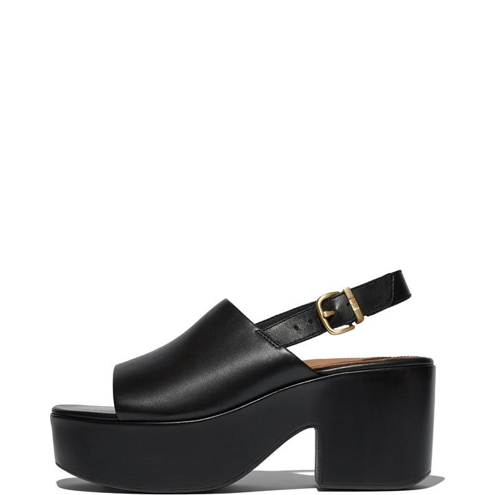 Fitflop Platfforms Heeled Backstrap Sanda In Black