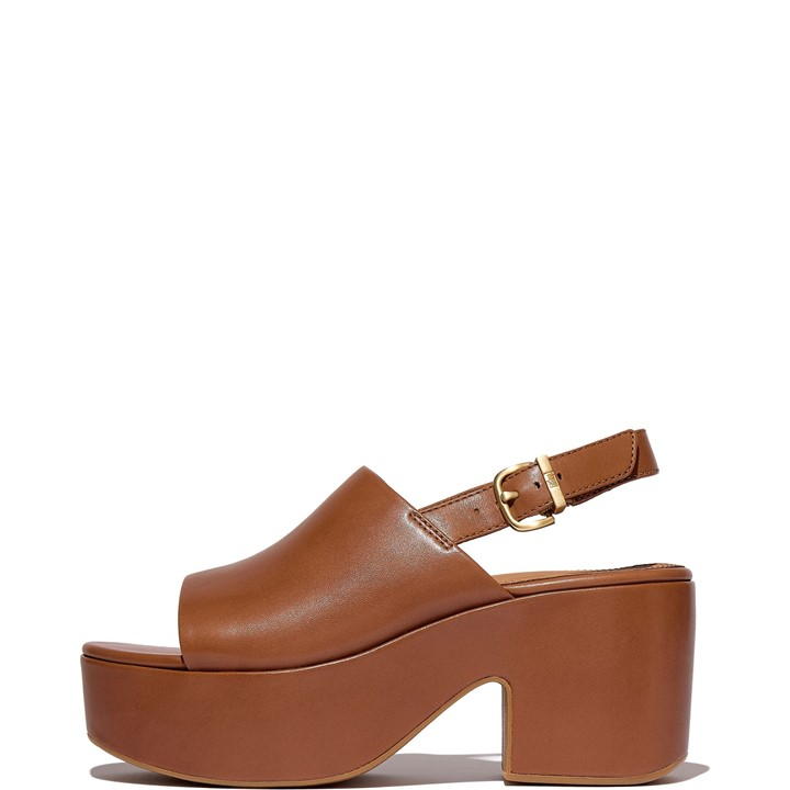 Fitflop Platfforms Heeled Backstrap Sanda In Brown