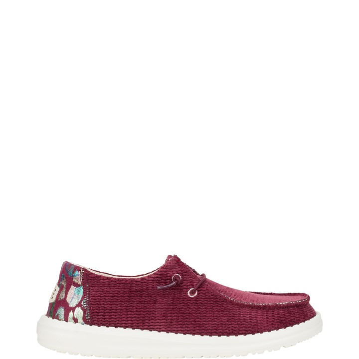 Heydude Wendy Corduroy Leo Shoes In Red