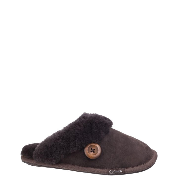 Cotswold Lechlade Sheepskin Mule Slipper In Brown