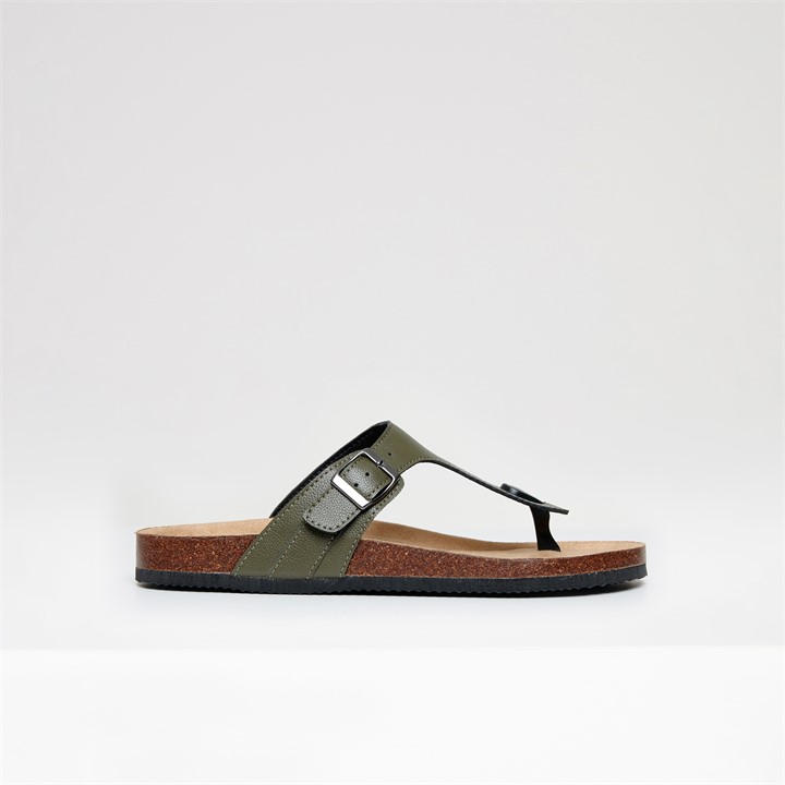 Threadbare Faux Leather Toe Post Sandals In Green