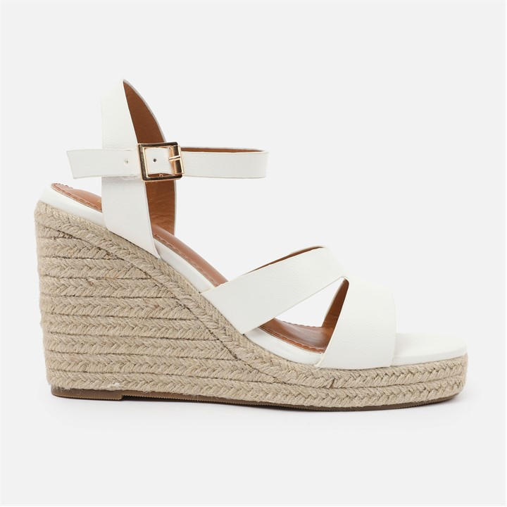 Wheres That From Women's White Pu Sansa Wedge Shoes Size 8