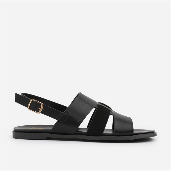 Where's That From Ide Fit Black Pu Uma Flat Sandal