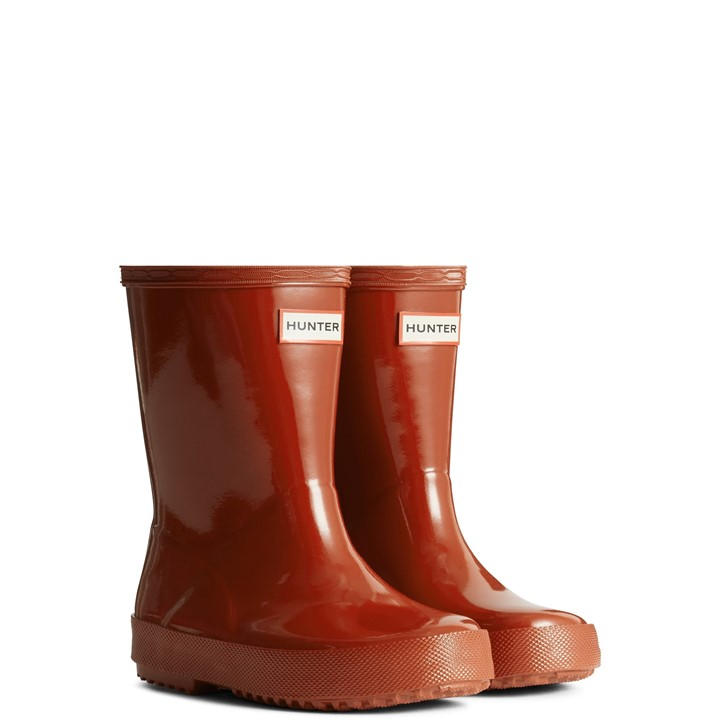 Hunter Girls Red Kids First (Gloss) Wellington Size 6