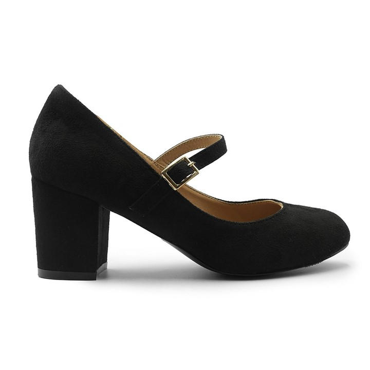 Where’s That From Araceli Block Heel Pumps In Black Suede