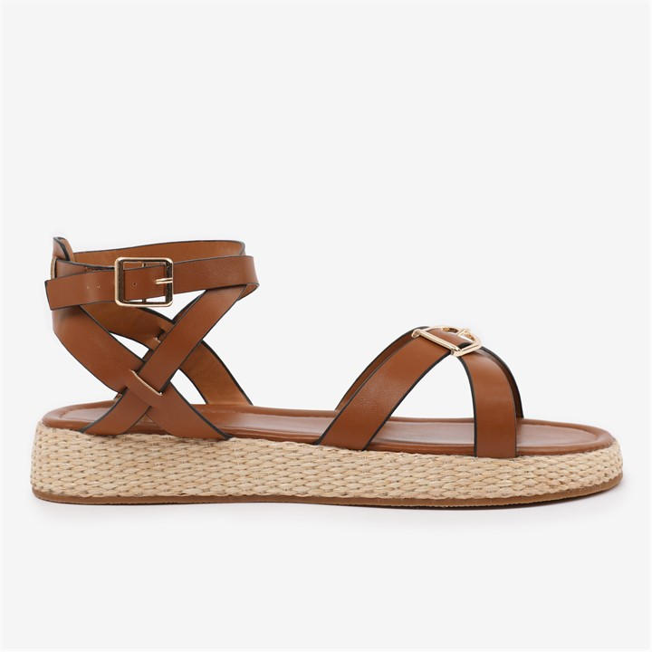 Wheres That From Women's Brown Tan Pu Alora Cross-Over Buckle Size 5