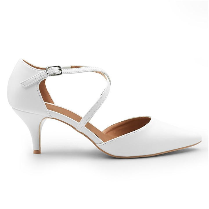 Wheres That From Women's Whitepu White Pu Kennedi Low Kitten Heels Size 8