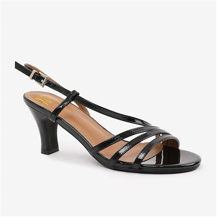WHERE'S THAT FROM MYKONOS MUTLI STRAP SLINGBACK LOW BLOCK HEEL IN BL