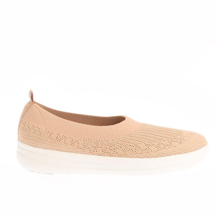Fitflop Uberknit Slip On Ballet Pumps In Neutral