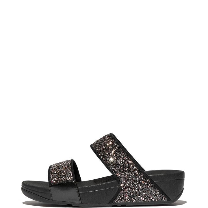 Fitflop Lulu 2 Bar Glitter Sanda In Black