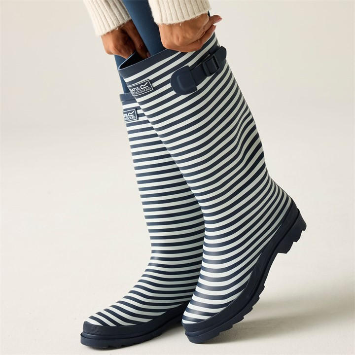 Regatta Women's Navy/White Stripe Fairweather Iii Wellies Size 4