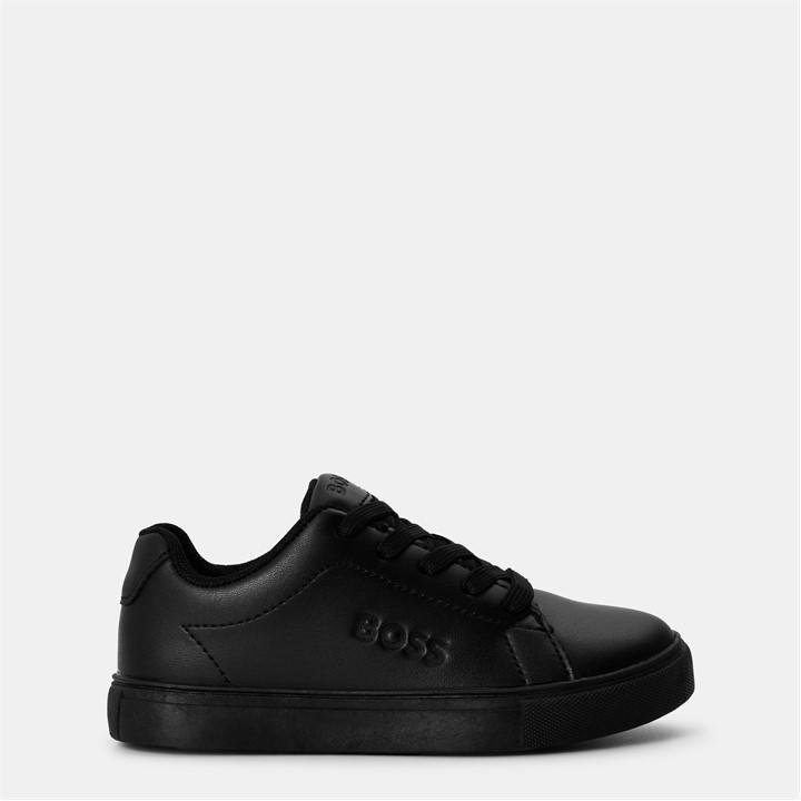 Black/Black - Boss - Logo Court Low-Top Trainers
