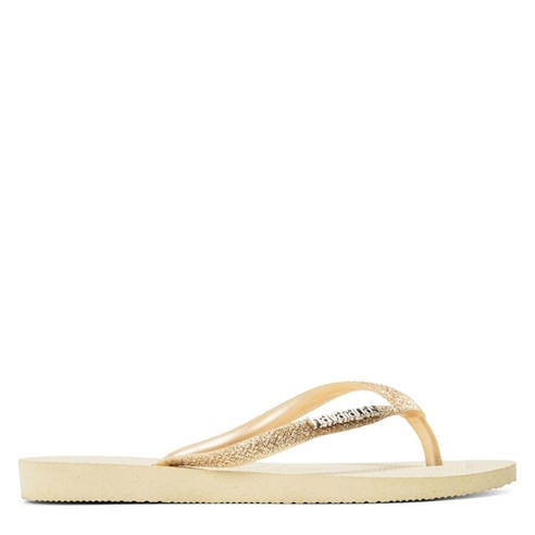 Havaianas - Unisex Kids' Slim Glitter Beige Flip Flops