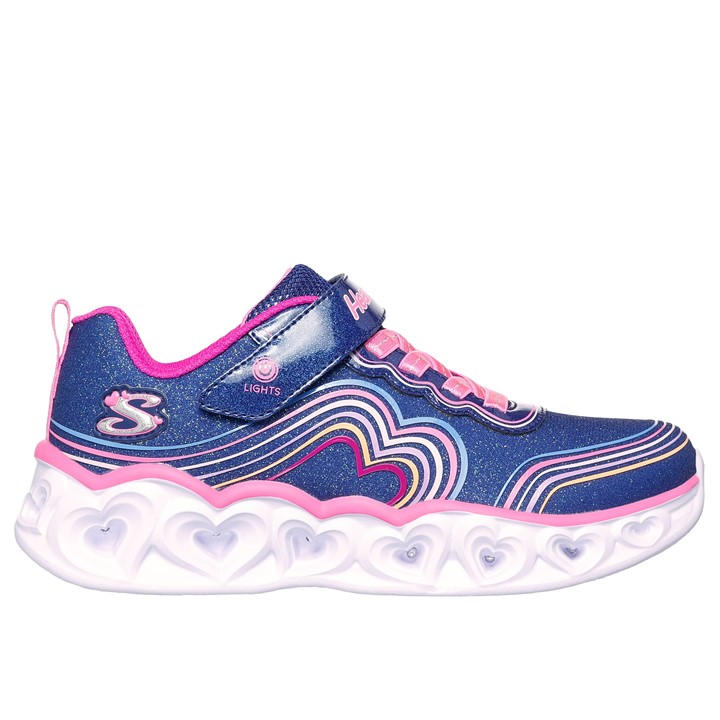 Skechers Girls Blue Heart Lights - Retro Hearts Light Up Trainers Size 1