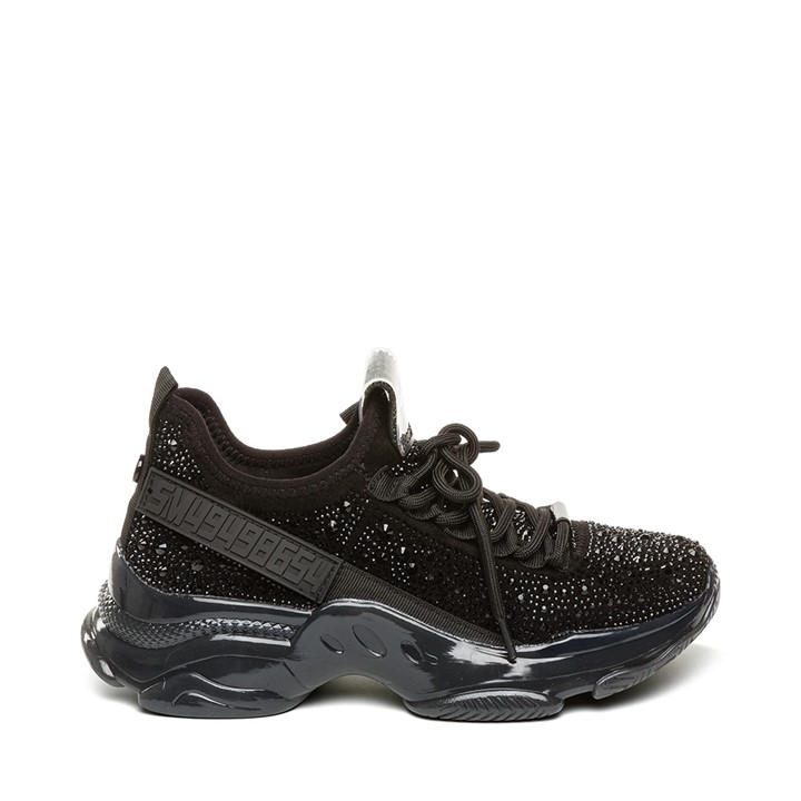 Steve Madden Girls Black ' Maxima Crystal Low-Top Heritage Runners C13