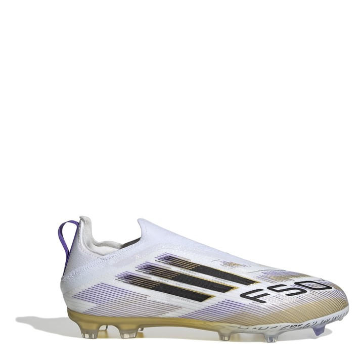 Adidas Boys White F50 Laceless Childrens Firm Ground Football Boots C10