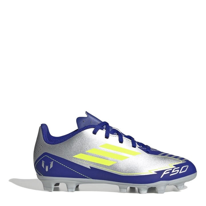 Adidas Boys Silver F50 Club Childrens Firm Ground Football Boots C11