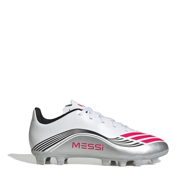 Adidas Boys White F50 Messi Club Childrens Firm Ground Football Boots C11