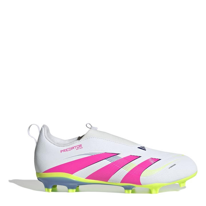 Adidas Boys White Predator 3 Childrens Laceless Firm Ground Football Boots C10