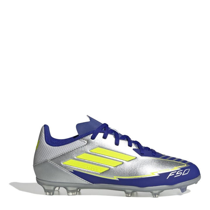 Adidas Boys Silver F50 League Junior Firm Ground Football Boots Size 4
