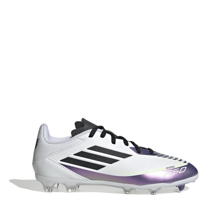 Adidas Boys White F50 League Junior Firm Ground Football Boots Size 3