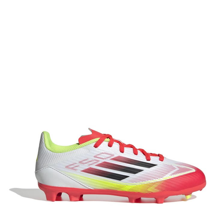 Adidas Boys White F50 League Junior Firm Ground Football Boots - Size 5.5