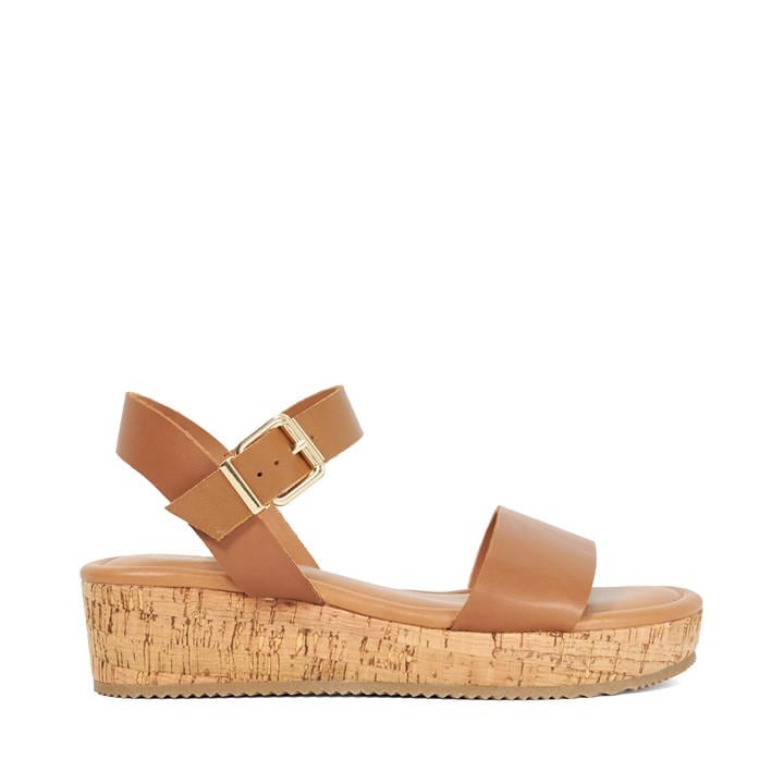 Dune London Women's Brown Lazered Leather Sandals Size 4