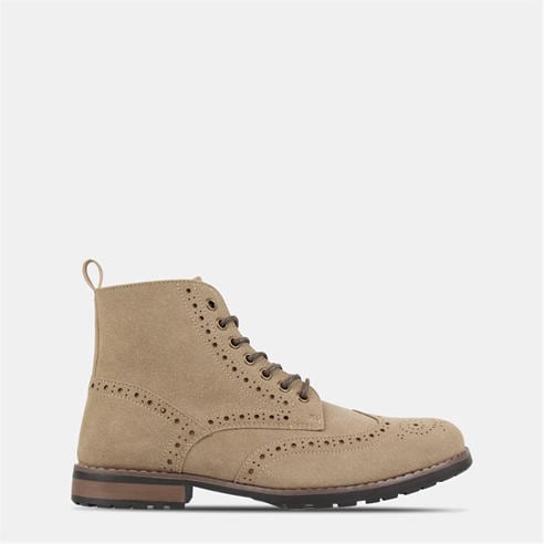 Deakins - Men's Ankle Lace Up Medium Heel Brogue Boots