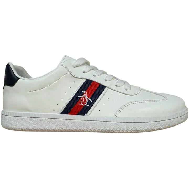 Original Penguin Men's White Low Profile Lace-Up Trainers Juniors Size 10