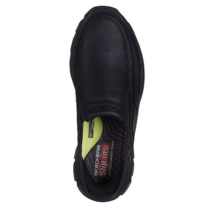 Blk Lth - Skechers - Respected Elgin Slip In Shoes Mens