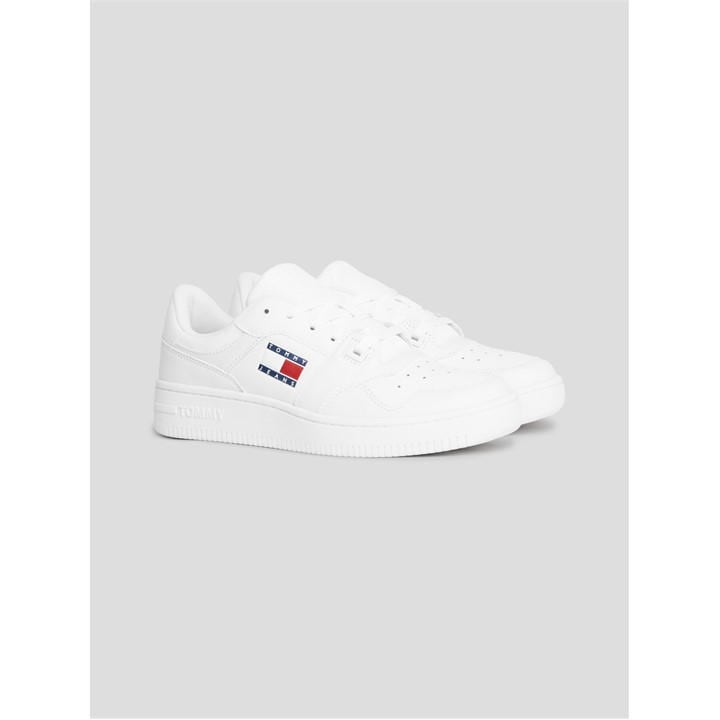 Tommy Jeans Women's White Essential Retro Basketball Trainers Size 3.5