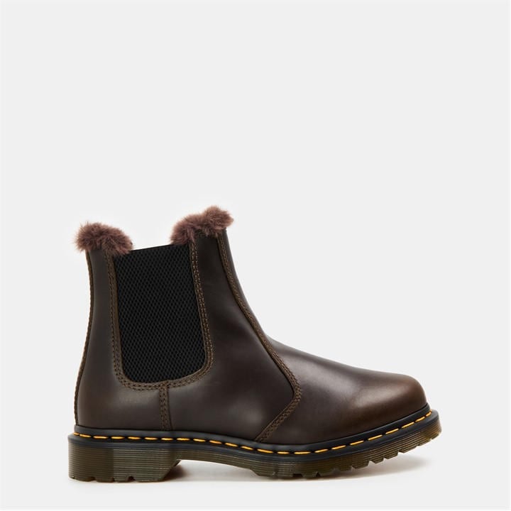 Dr. Martens 2976 Leonore Fur Lined Chelsea Boot In Brown