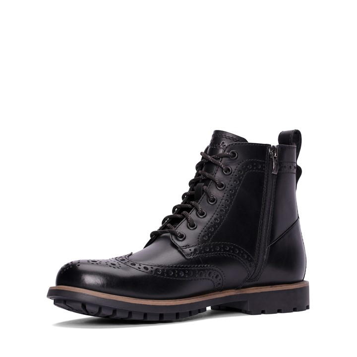 Black Leather - Clarks - Westcombe Brogue Boots