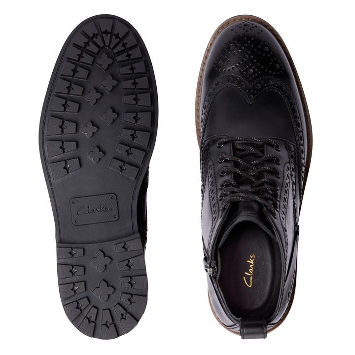 Black Leather - Clarks - Westcombe Brogue Boots