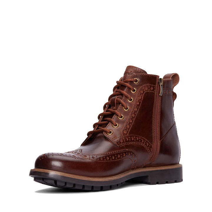 Brown Leather - Clarks - Westcombe Brogue Boots
