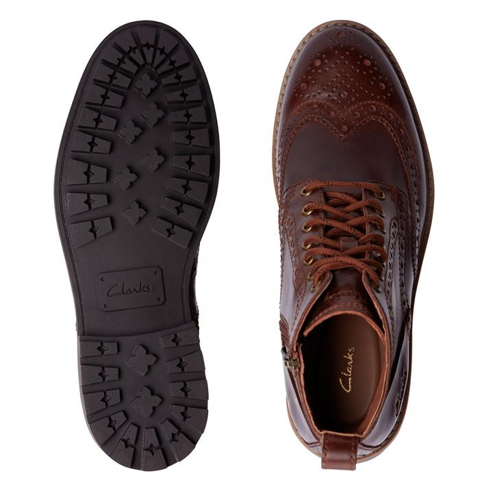 Brown Leather - Clarks - Westcombe Brogue Boots