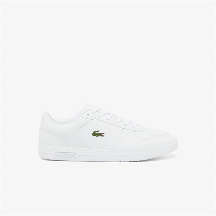 Lacoste Men's White Lace-Up Logo Trainers Size 9