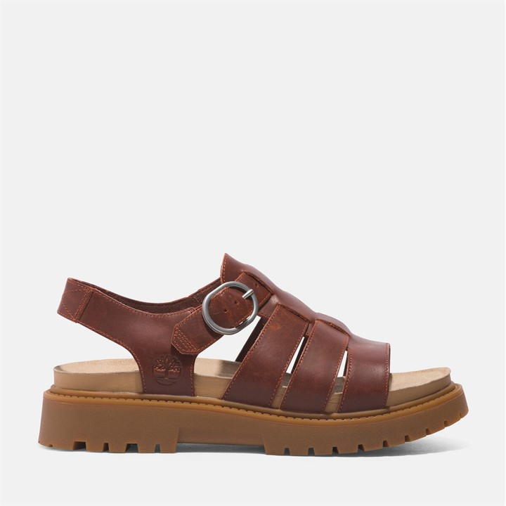 Timberland Clairemont Way Womens Fisherman Sandals In Dark Red Full Grain