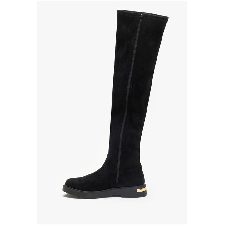 Black - Be You - Flat Faux Suede Stretch Tall Boot