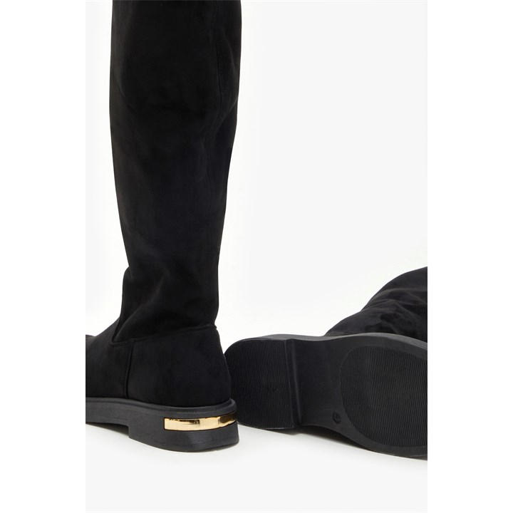 Black - Be You - Flat Faux Suede Stretch Tall Boot