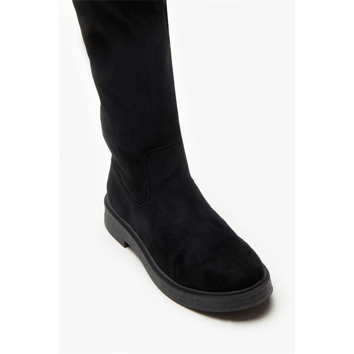 Black - Be You - Flat Faux Suede Stretch Tall Boot
