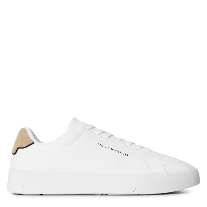 Tommy Hilfiger Men's White Court Leather Low Top Trainers - Size 11