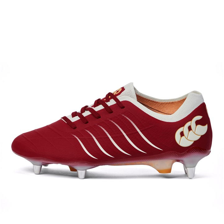 Canterbury Men's Red Phoenix 2 Elite Soft Ground Rugby Boots Size 11