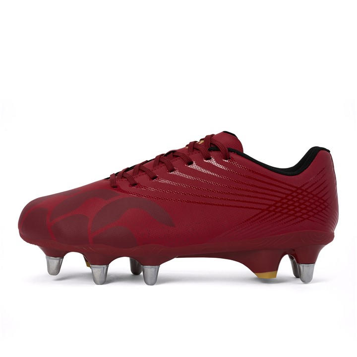 Canterbury Men's Red Stampede Groundbreak Team Soft Ground Rugby Boots Size 8.5