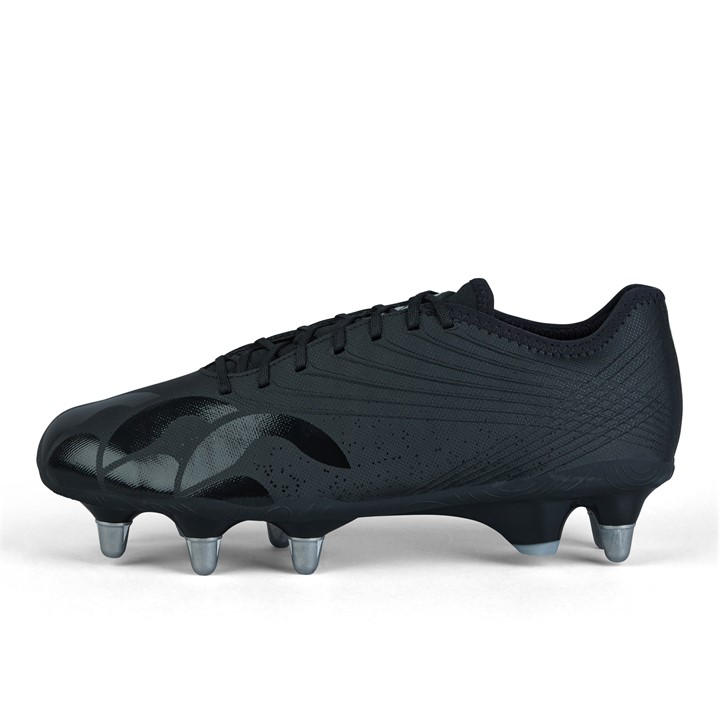 Canterbury Men's Black Stampede Groundbreak Pro Soft Ground Rugby Boots - Size 7